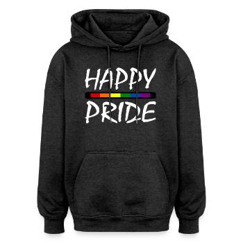 Happy pride - Oversized Unisex Hoodie - charcoal grey - Front - Noah (186cm)