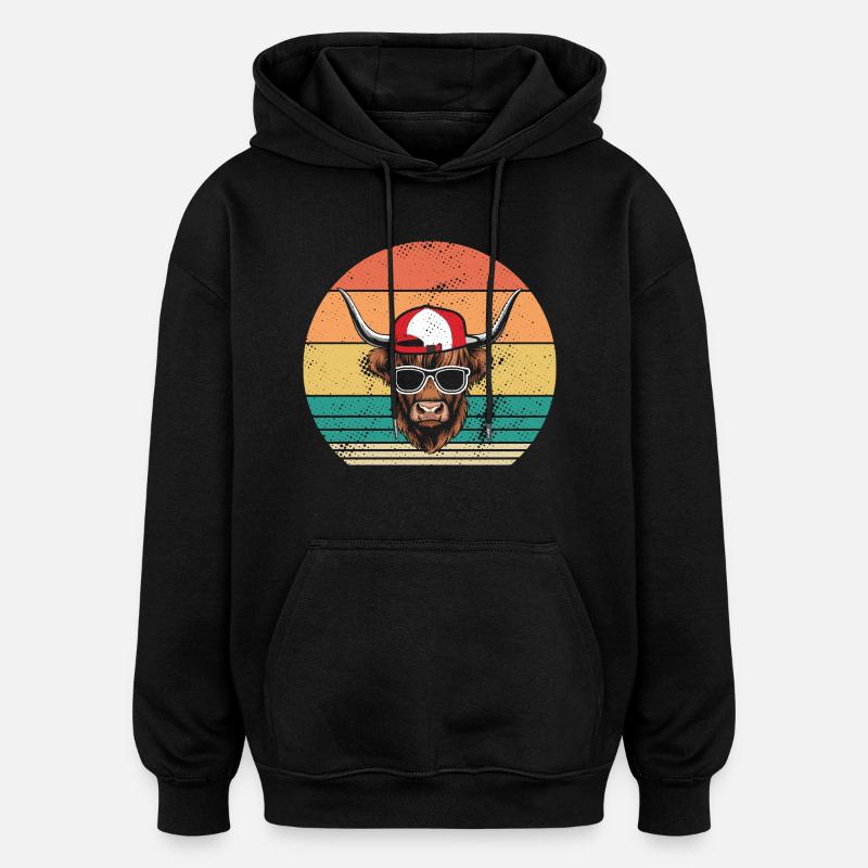 Cow Cattle Highland Cattle - Oversized Unisex Hoodie - black