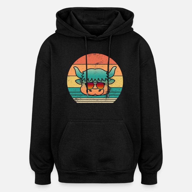Bovins de buffle Bœufs - Sweat à capuche oversize unisexe - noir