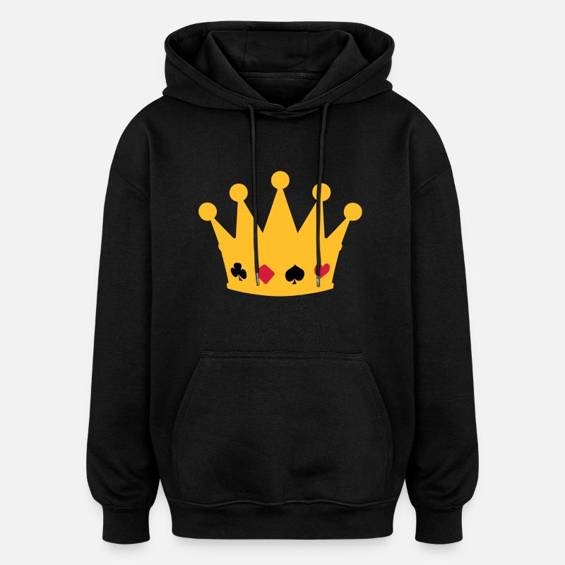 couronne poker crown - Sweat à capuche oversize unisexe - noir