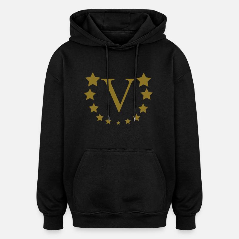 V - Sweat à capuche oversize unisexe - noir