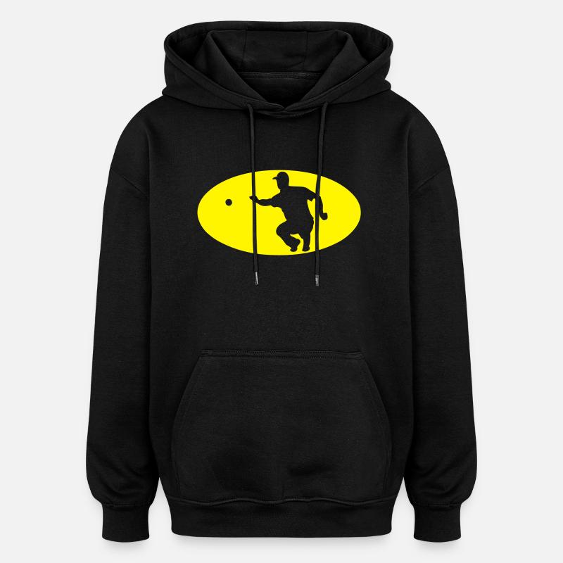 petanque boule logo bat - Sweat à capuche oversize unisexe - noir