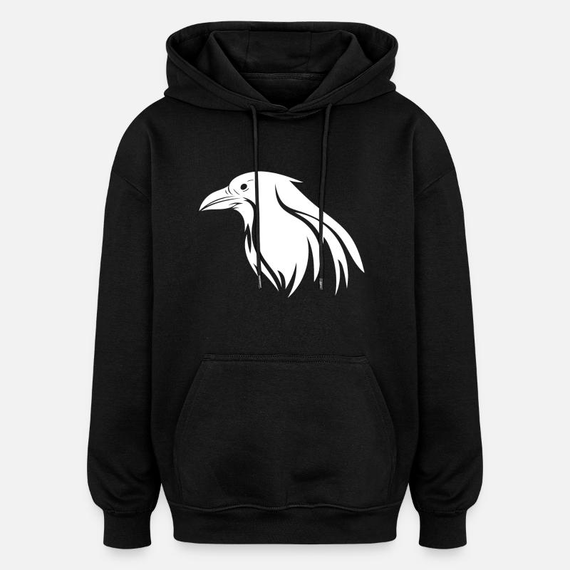 Cute cunning raven - Oversized Unisex Hoodie - black
