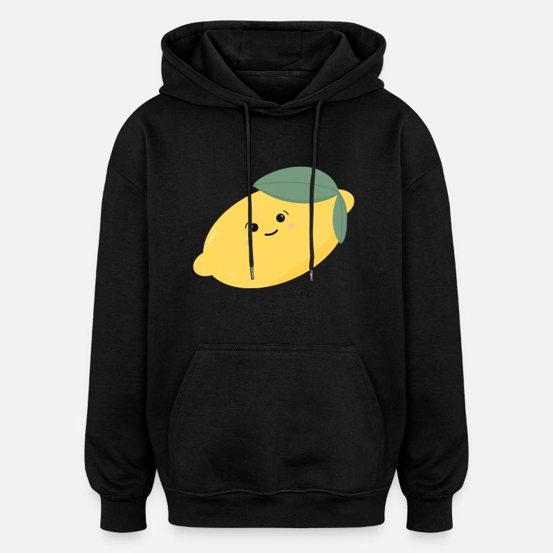 Citron Doux Kawaii - Sweat à capuche oversize unisexe - noir