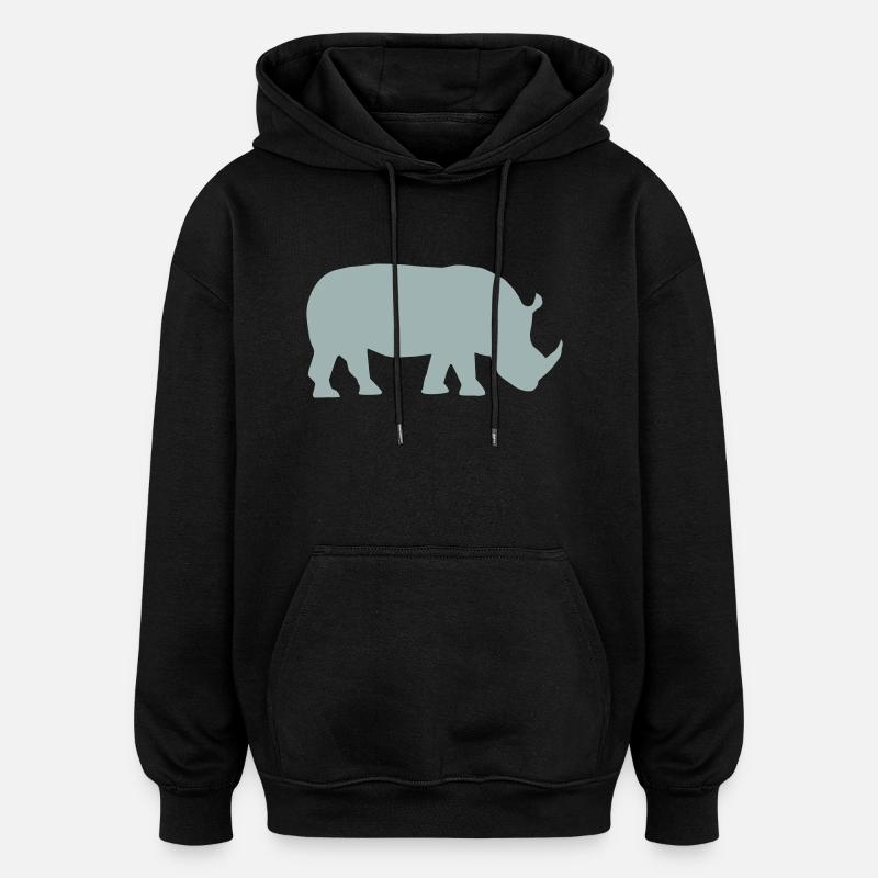Rhinocéros - Sweat à capuche oversize unisexe - noir