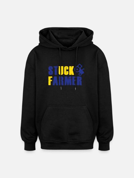 STUCK FARMER BLUE YELLOW - Oversized Unisex Hoodie - black