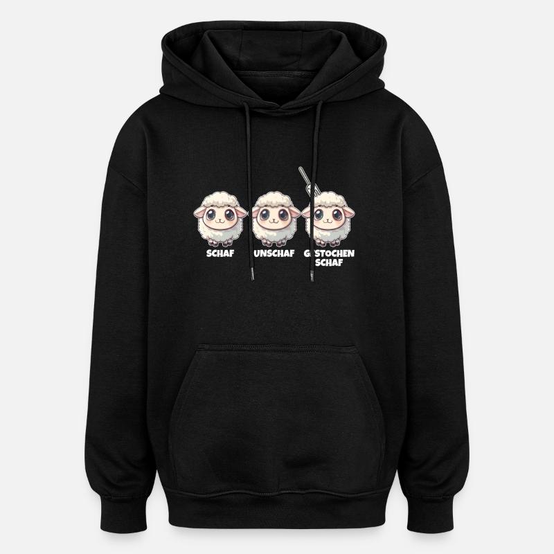 Schaf Unschaf gestochen Schaf - Oversized Unisex Hoodie - Schwarz