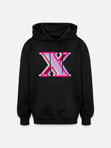 Buchstabe x mehrfarbig - Oversized Unisex Hoodie - Schwarz