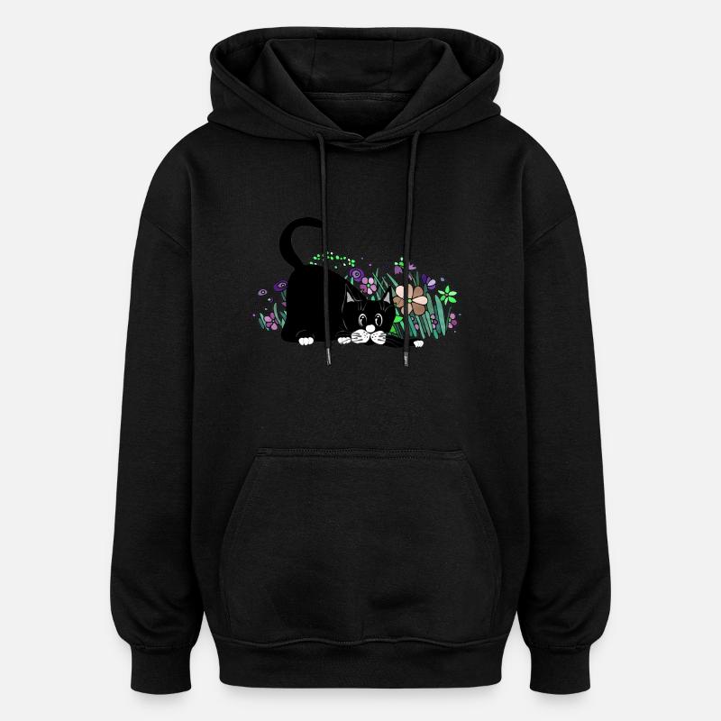 Katze - Oversized Unisex Hoodie - Schwarz