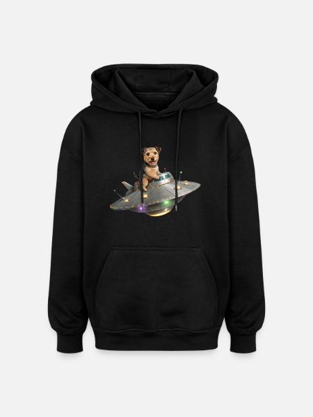 Space Terrier : Voyage dans l’inconnu - Sweat à capuche oversize unisexe - noir