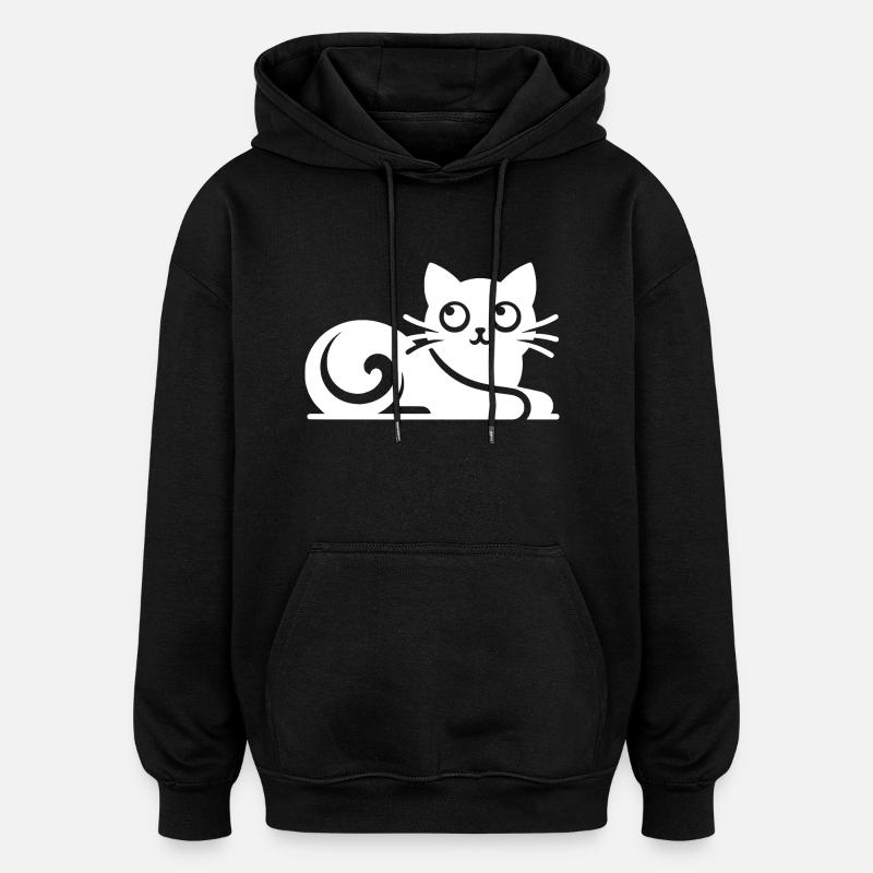 Cute Abstract Cats Drawing - Oversized Unisex Hoodie - black