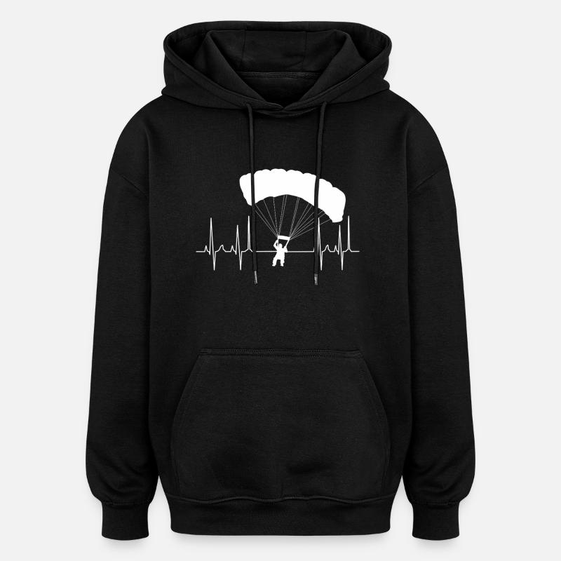 Cardiogram Paraglider White - Oversized Unisex Hoodie - black