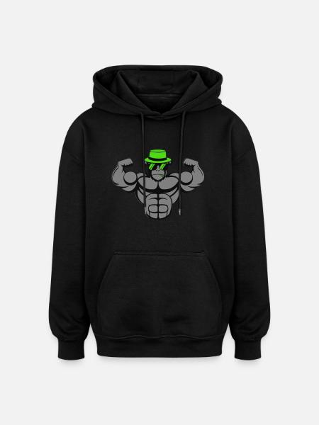 Strong Gorilla - Oversized Unisex Hoodie - black