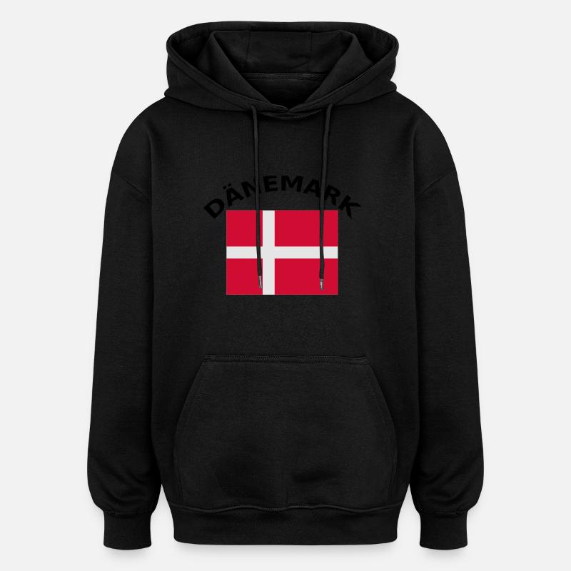 Danemark, Danemark, drapeau, drapeau - Sweat à capuche oversize unisexe - noir