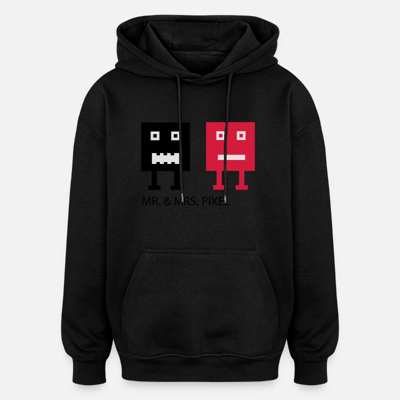 Mr & Mrs Pixel - Sweat à capuche oversize unisexe - noir