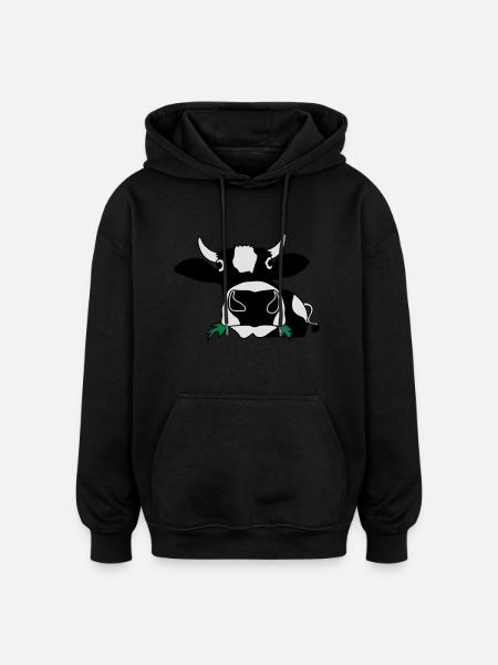 Fressende Kuh - Oversized Unisex Hoodie - Schwarz