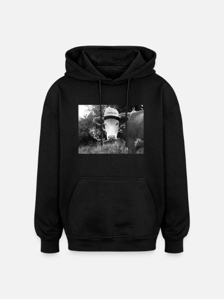 Bekiffte Kuh mit Spliff - Oversized Unisex Hoodie - Schwarz