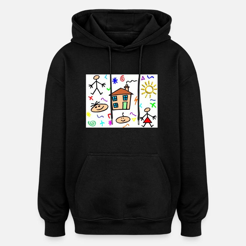 DESSIN ENFANTS - Sweat à capuche oversize unisexe - noir