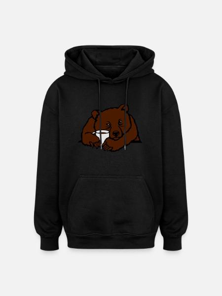 Morgenmuffel Bär - Oversized Unisex Hoodie - Schwarz