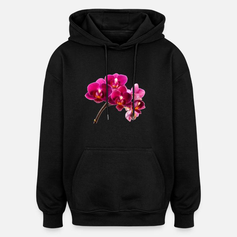 Orchidee Dunkellila - Oversized Unisex Hoodie - Schwarz