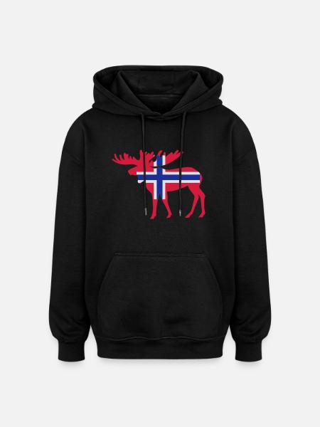 Norwegen - Elch - Oversized Unisex Hoodie - Schwarz