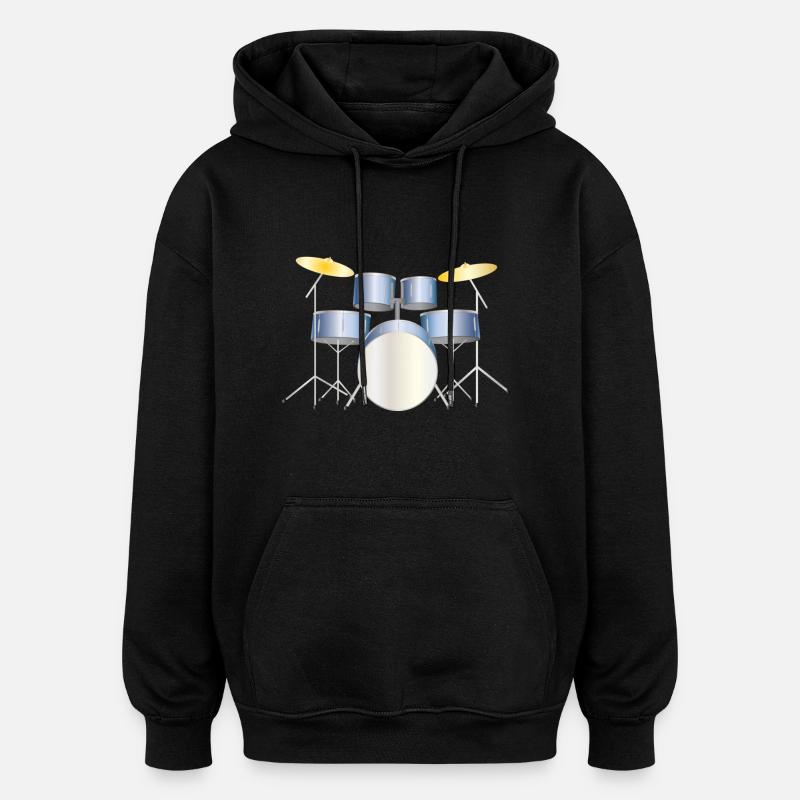 drums blue - Sweat à capuche oversize unisexe - noir