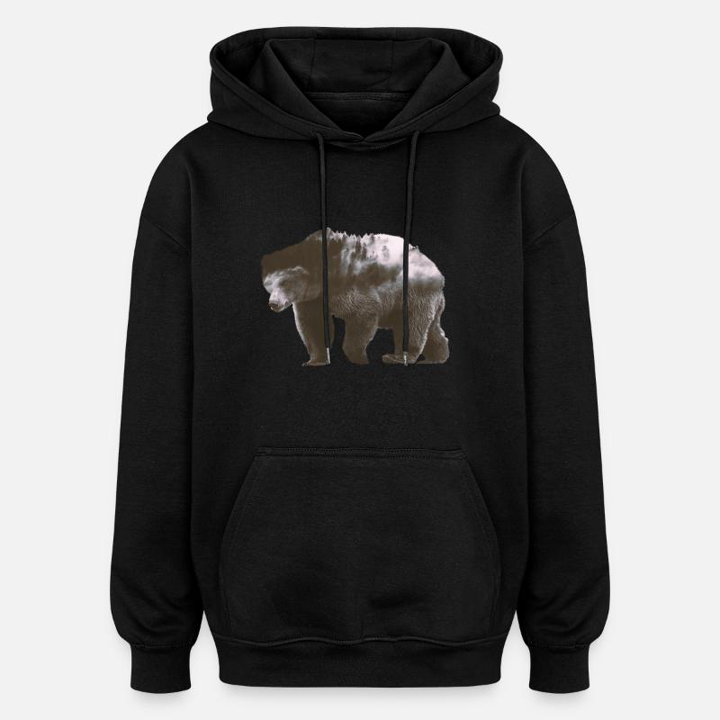 Ours - Sweat à capuche oversize unisexe - noir