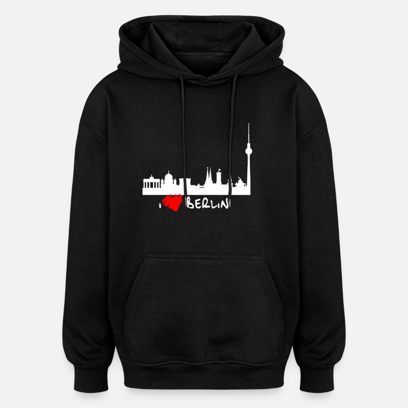 J'aime Berlin - Sweat à capuche oversize unisexe - noir