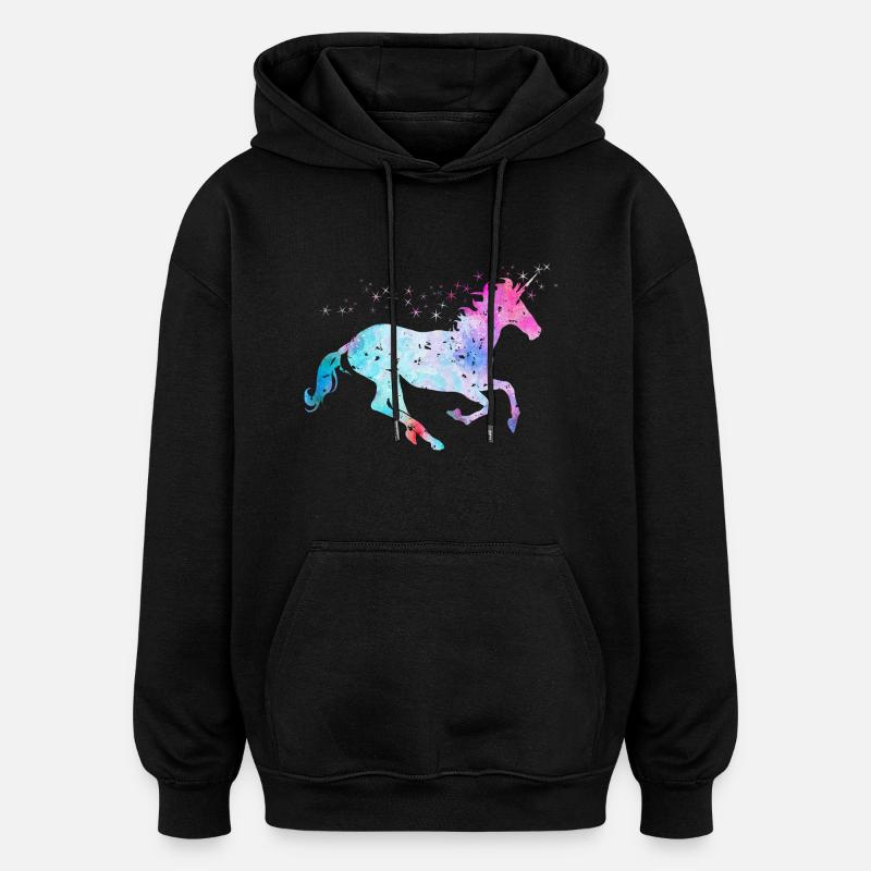 Einhorn mit Glitzer - Oversized Unisex Hoodie - Schwarz