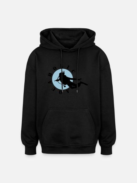 Diving: Aquaholic - Oversized Unisex Hoodie - Schwarz