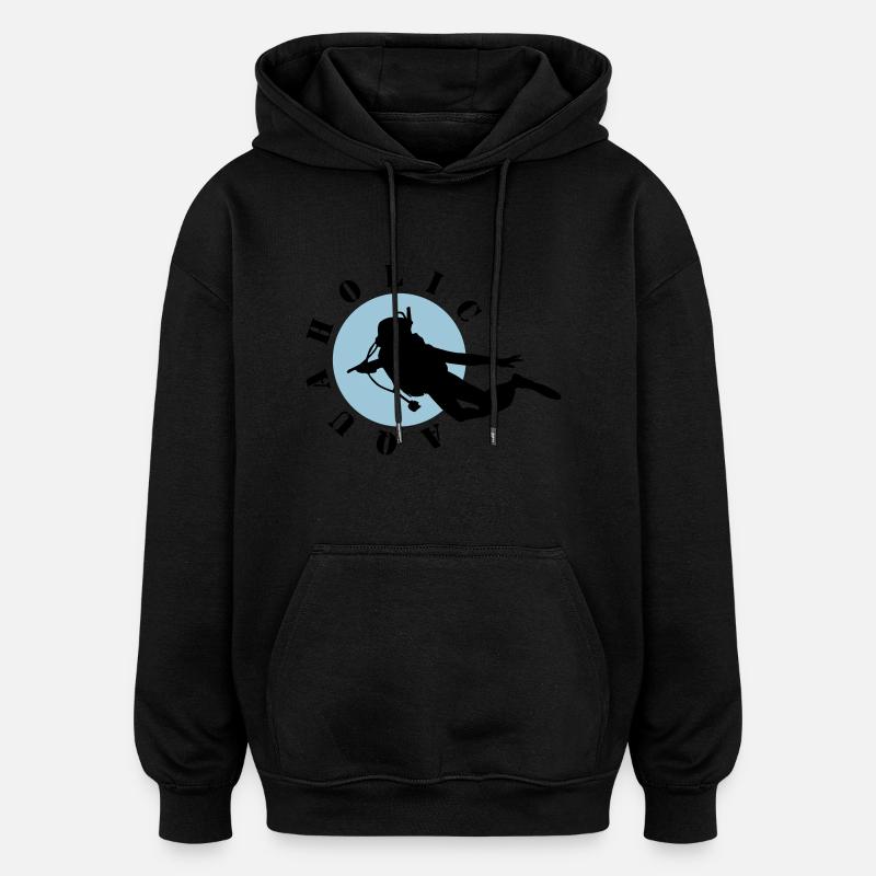Diving: Aquaholic - Oversized Unisex Hoodie - Schwarz