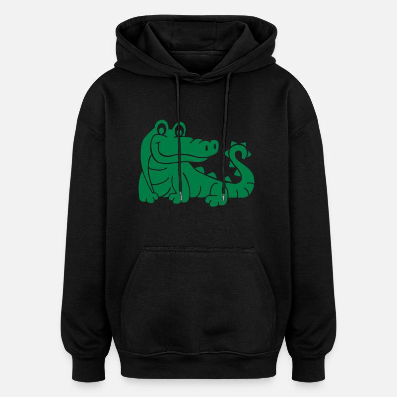 Krokodil - Oversized Unisex Hoodie - Schwarz