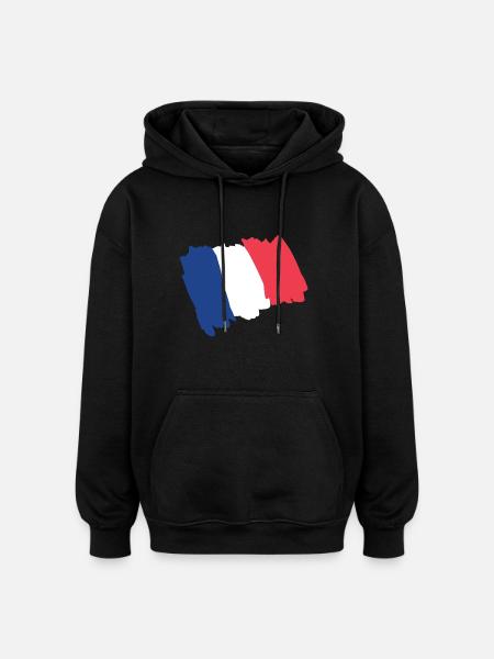 Drapeau de France dessin 2 - Sweat à capuche oversize unisexe - noir