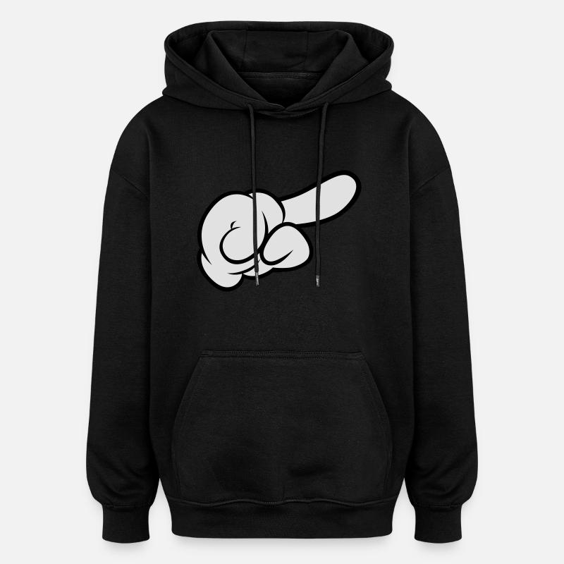 Comic Hand Pointing (Right) - Oversized Unisex Hoodie - black