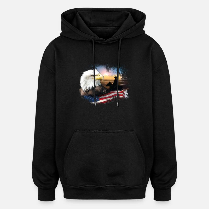 kl_linedance25b - Sweat à capuche oversize unisexe - noir