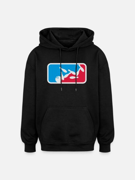 sport design hit bowling pins overturn strike spor - Oversized Unisex Hoodie - black