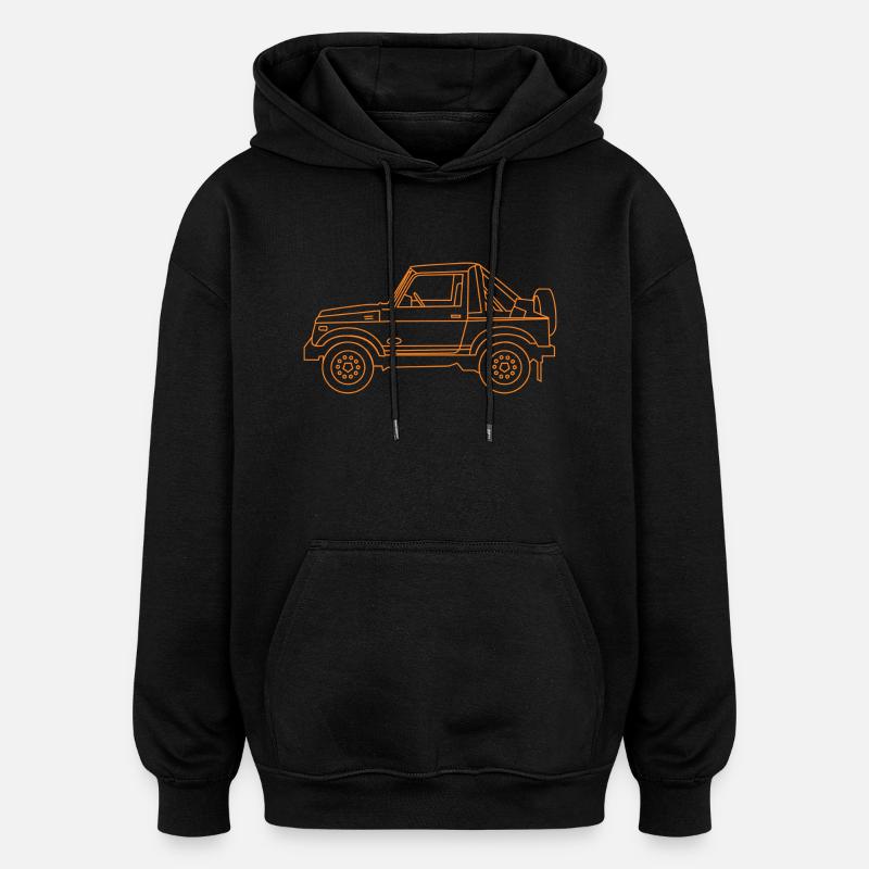 4X4 orange - Sweat à capuche oversize unisexe - noir