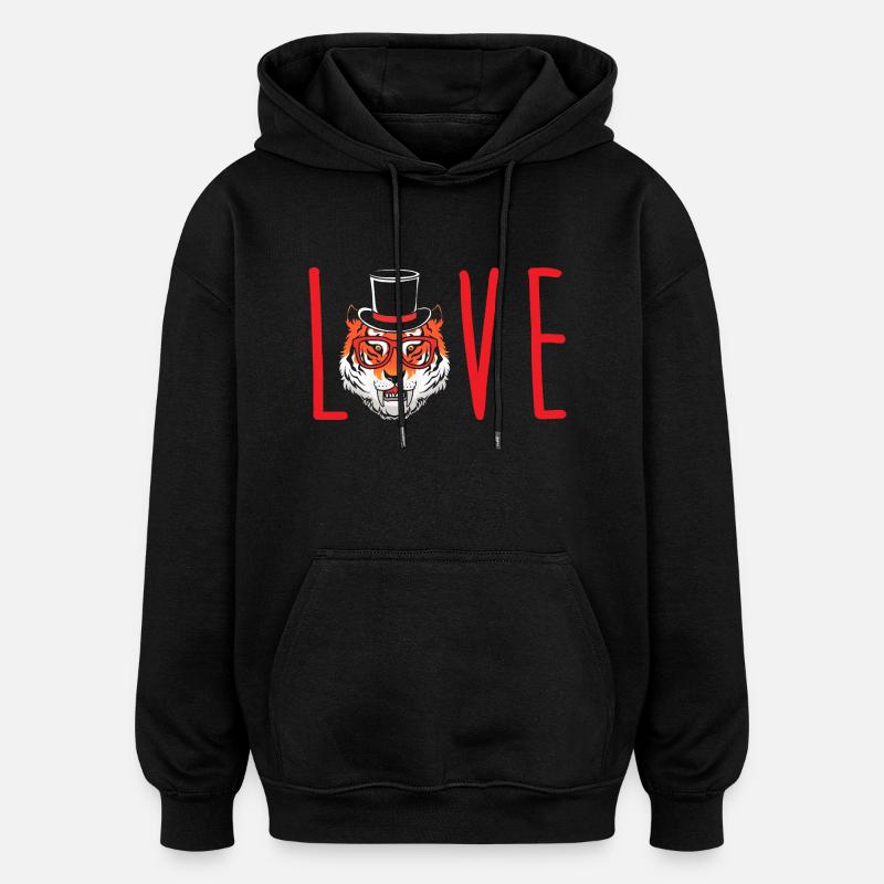 Tigre à dents de sabre - Sweat à capuche oversize unisexe - noir