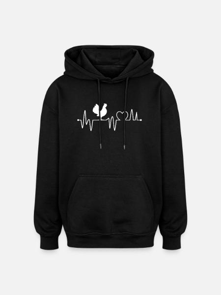 Chickens Heartbeat - Oversized Unisex Hoodie - black