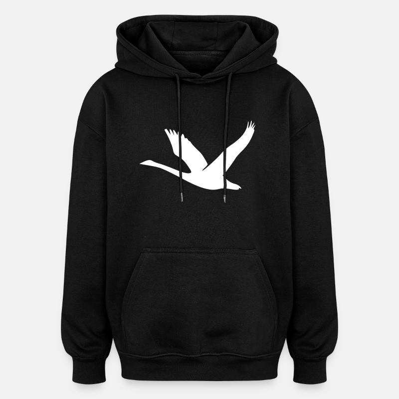 Cygne volant avec des ailes - Sweat à capuche oversize unisexe - noir