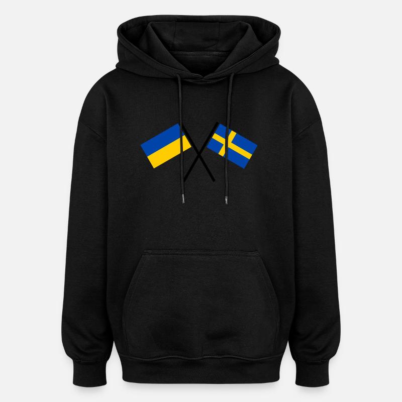 Suède + Ukraine - Sweat à capuche oversize unisexe - noir