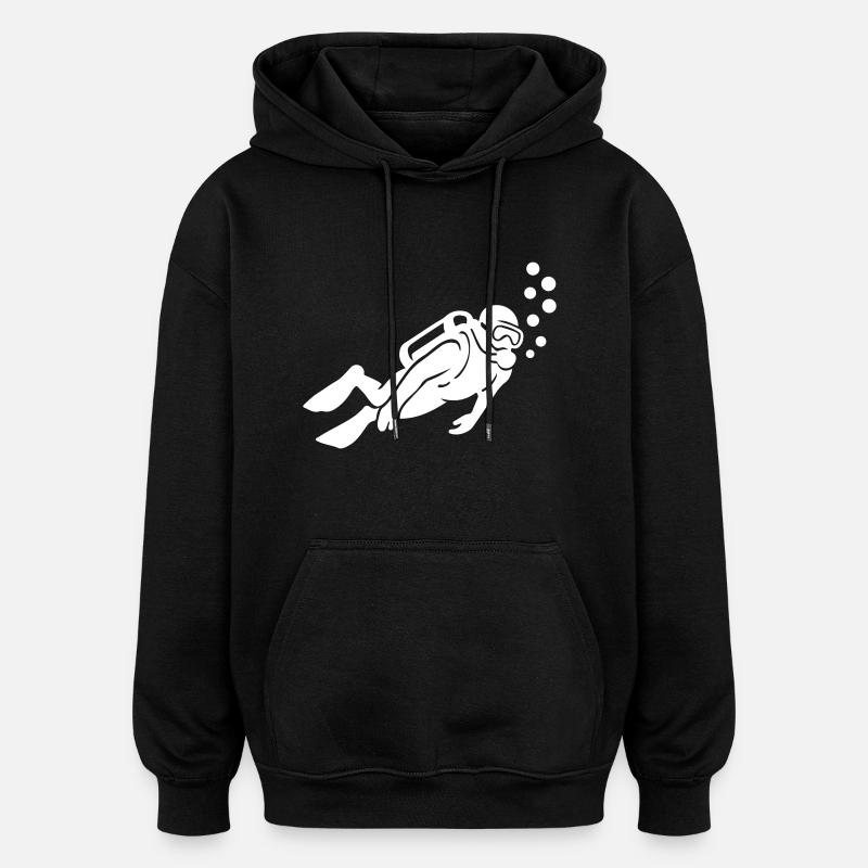 Diver Silhouette Diving - Oversized Unisex Hoodie - black