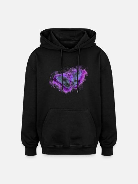 Papillon - Sweat à capuche oversize unisexe - noir