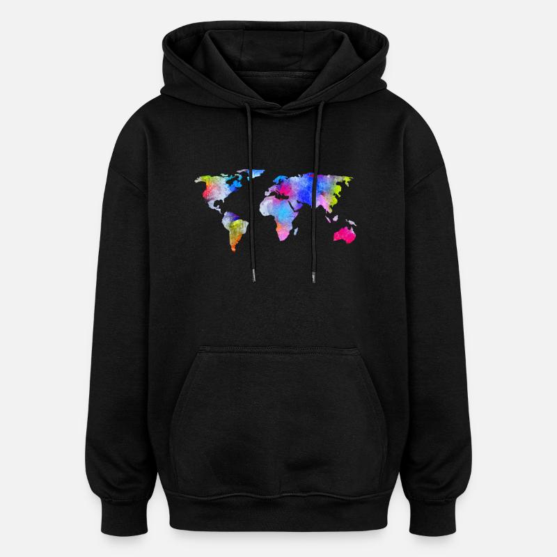 weltkarte - Oversized Unisex Hoodie - Schwarz