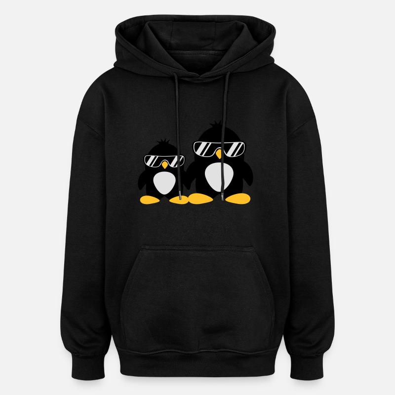 Cool Penguin Dad And Boy - Oversized Unisex Hoodie - black