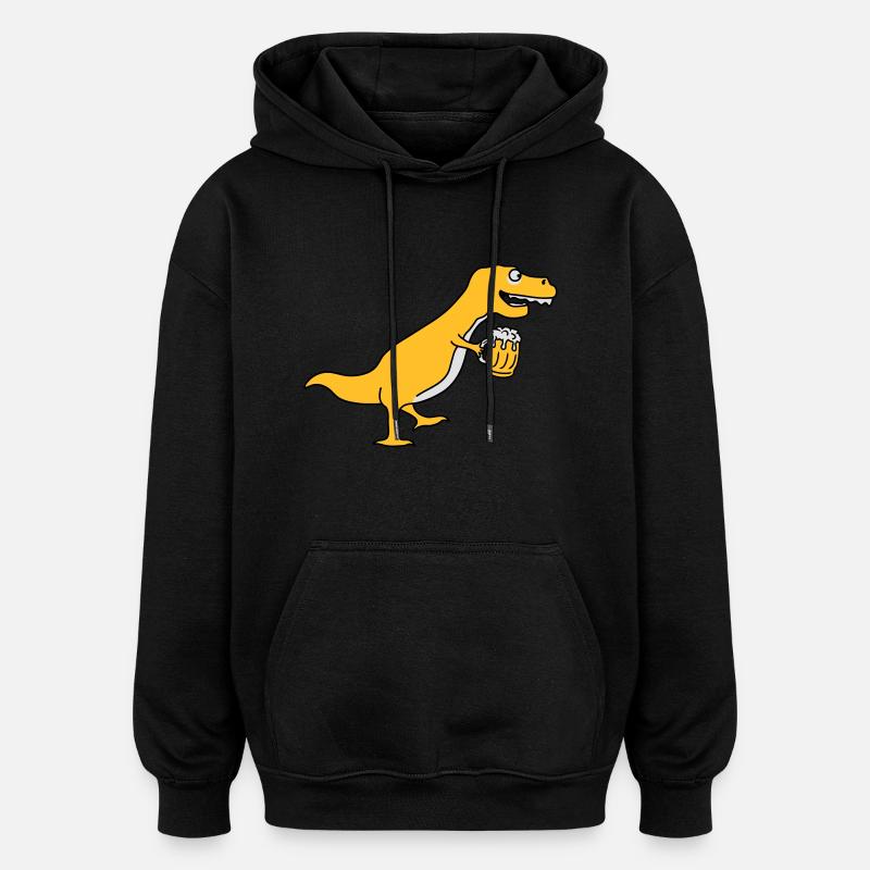 Funny Drunken T-Rex Dino - Oversized Unisex Hoodie - black