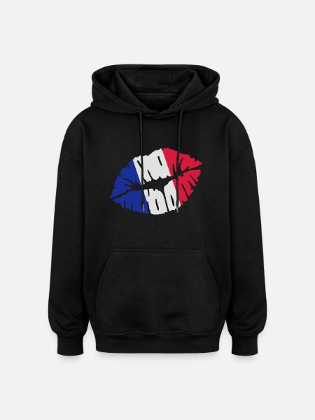 France - Sweat à capuche oversize unisexe - noir