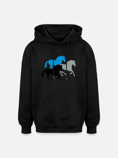 Horses - Oversized Unisex Hoodie - black