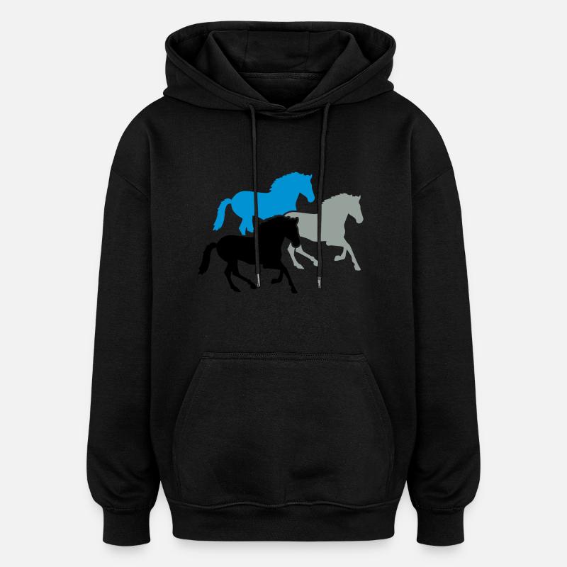 Cheval - Sweat à capuche oversize unisexe - noir
