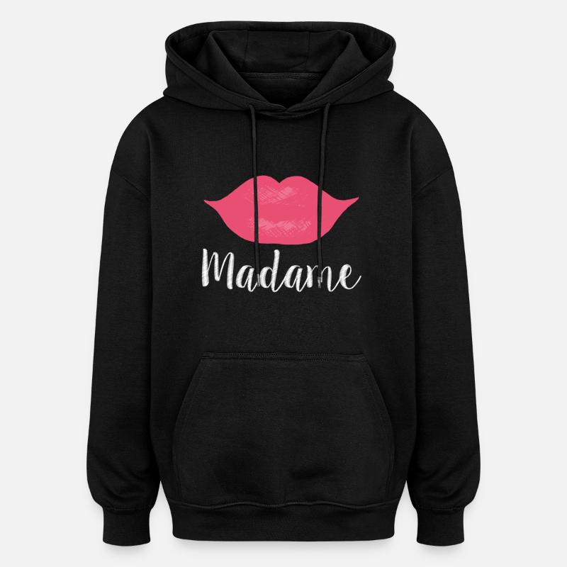 Madame Lips Big white - Sweat à capuche oversize unisexe - noir